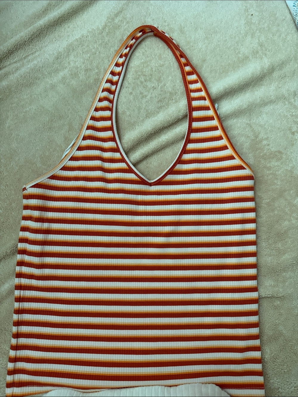 American Eagle Outfitters Orange and White Striped Halter Tank